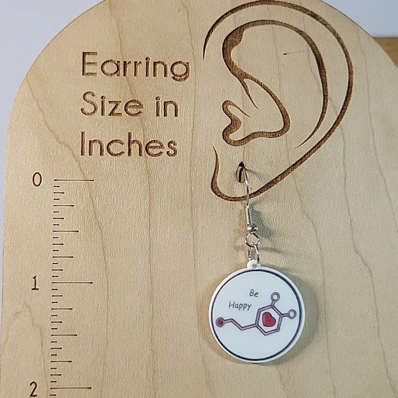 Dopamine Chemical Symbol Drop Earrings - Picture 4 of 6